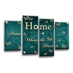 LR Love Quote Home Wall Art Picture – Teal & Cream Framed 4 Panel Split Canvas Print | Ready to Hang | Modern Wall Art for Living Room, Bedroom & Office