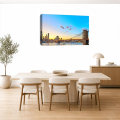 LR New York Skyline Wall Art Picture Framed Canvas Print | Ready to Hang | Modern Wall Art for Living Room, Bedroom & Office