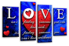 LR Love Quote Wall Art Picture Red Heart Blue Framed Split Panel Canvas Print Ready to Hang