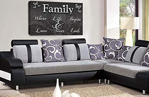 LR Family Love Quote Wall Art Picture Grey White Framed Canvas Home Panel Print Ready to Hang