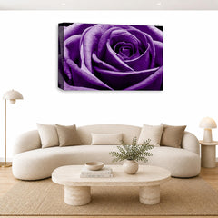 LR Floral Rose Wall Art Picture – Purple Framed Canvas Print | Ready to Hang | Modern Wall Art for Living Room, Bedroom & Office