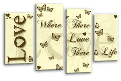LR Love Quote Wall Art Picture Cream Brown Family Framed Split Panel Print Ready to Hang