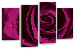 LR Floral Rose Wall Art Picture Grey Purple Flower Framed Canvas Split Panel Print