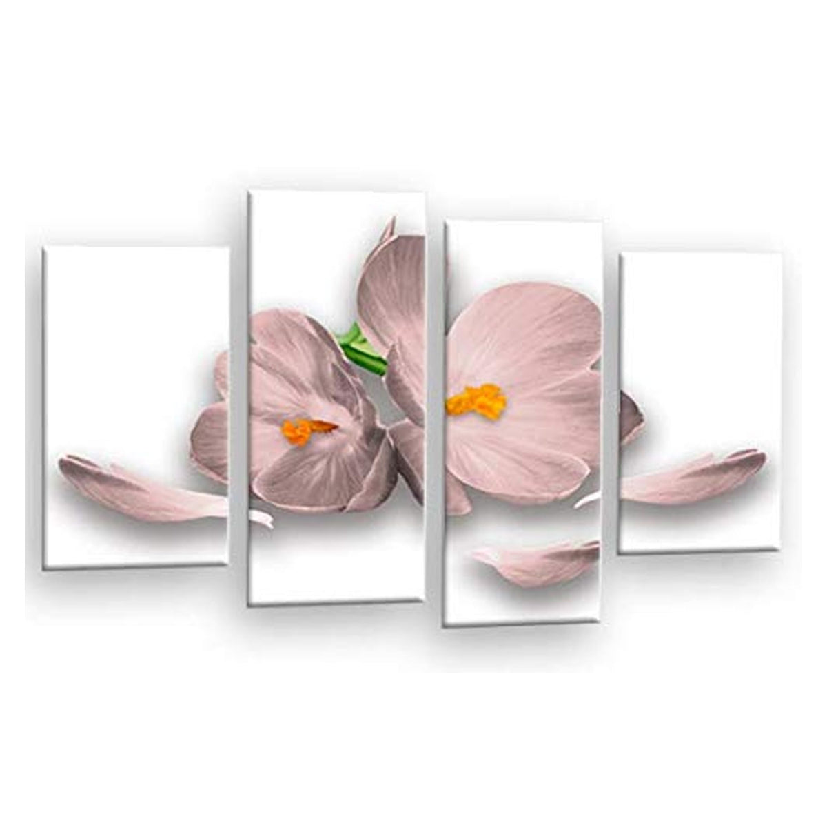 LR Floral Rose Orchid Wall Art Picture – Pink & White Framed 4 Panel Split Canvas Print | Ready to Hang | Modern Wall Art for Living Room, Bedroom & Office