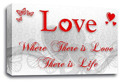 LR Love Wall Art Print Framed White Red Home Family Quote Canvas Picture Ready to Hang