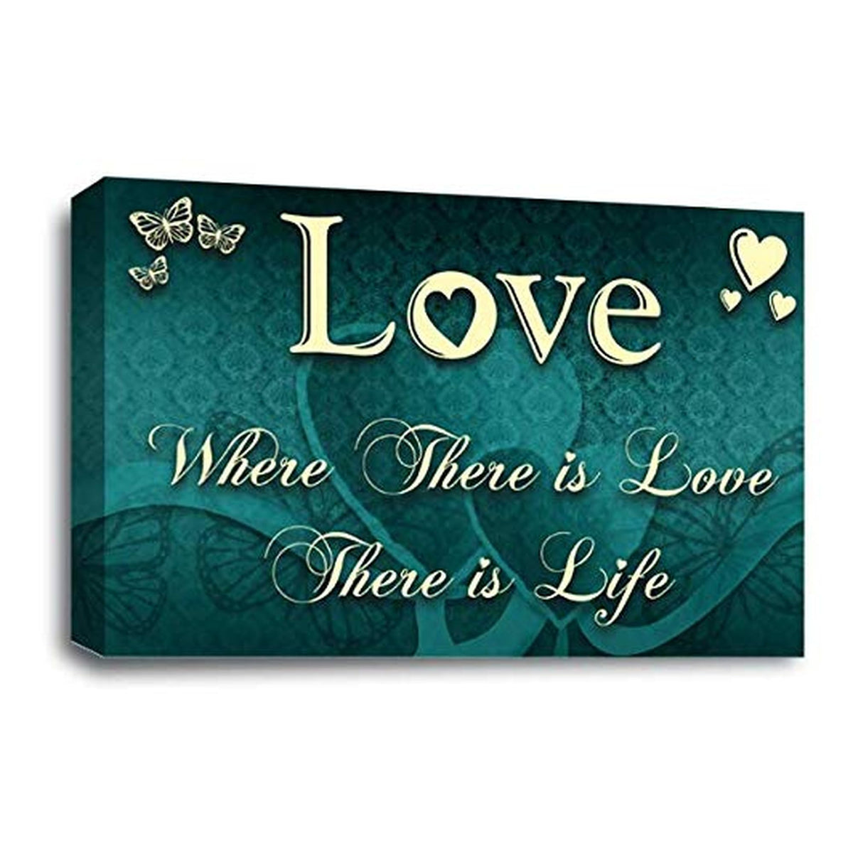 LR Love Quote Wall Art Picture – Teal & Cream Framed Canvas Print | Ready to Hang | Modern Wall Art for Living Room, Bedroom & Office