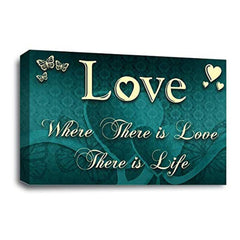 LR Love Quote Wall Art Picture – Teal & Cream Framed Canvas Print | Ready to Hang | Modern Wall Art for Living Room, Bedroom & Office