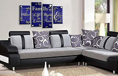LR Family Love Quote Wall Art Picture – Blue & Cream Framed 4 Panel Split Canvas Print | Ready to Hang | Modern Wall Art for Living Room, Bedroom & Office