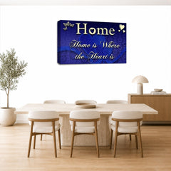 LR Home Love Quote Wall Art Picture – Blue & Cream Framed Canvas Print | Ready to Hang | Modern Wall Art for Living Room, Bedroom & Office