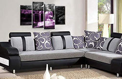LR Waterfall Wall Art Picture Forrest Landscape Purple Black White Love Framed Split Wall Panel Print Ready to Hang