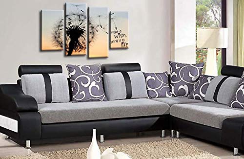 LR Abstract Floral Wall Art Picture Make a Wish Quote Grey Orange Framed Split Canvas Print