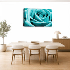LR Floral Rose Wall Art Picture – Teal Framed Canvas Print | Ready to Hang | Modern Wall Art for Living Room, Bedroom & Office