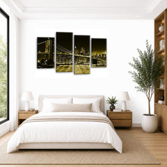 LR New York Skyline Wall Art Picture Framed 4 Panel Split Canvas Print | Ready to Hang | Modern Wall Art for Living Room, Bedroom & Office