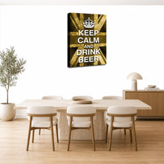 LR Keep Calm Wall Art Picture – Cream & Brown Typography Framed Canvas Print | Ready to Hang | Modern Wall Art for Living Room, Bedroom & Office