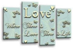 LR Love Quote Wall Art Picture Duck Egg Cream Family Framed Split Panel Print Ready to Hang
