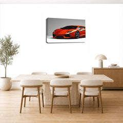 LR Lamborghini Lambo Car Wall Art Picture – Red Sports Framed Canvas Print | Ready to Hang | Modern Wall Art for Living Room, Bedroom & Office