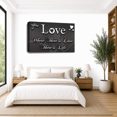 LR Love Quote Wall Art Picture – Grey & White Framed Canvas Print | Ready to Hang | Modern Wall Art for Living Room, Bedroom & Office