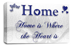 LR Home Love Quote Wall Art Picture – Blue & White Framed Canvas Print | Ready to Hang | Modern Wall Art for Living Room, Bedroom & Office