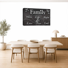 LR Family Love Quote Wall Art Picture – Grey & White Framed Canvas Print | Ready to Hang | Modern Wall Art for Living Room, Bedroom & Office
