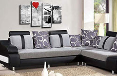 LR Banksy Wall Art Picture – Grey & Red Graffiti Art Framed 4 Panel Split Canvas Print | Ready to Hang | Modern Wall Art for Living Room, Bedroom & Office