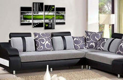 LR Abstract Wall Art Canvas Picture Lime Green Squares Checks Love Framed Split Print