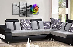 LR Floral Rainbow Rose Wall Art Picture Grey Flower Love Framed Split Canvas Panel Print
