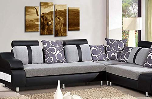 LR Large Highland Cattle Canvas Art Picture Scottish Animal Cow Split Wall Panel Print