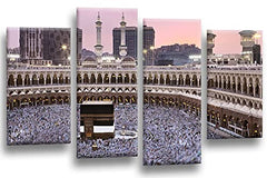 LR Islamic Hajj Mecca Wall Art Picture Haram Kaaba Framed Split Canvas Ready to Hang