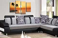 LR Sunset Beach Wall Art Picture Teal Palm Trees Island Framed Split Panel Canvas Ready to Hang