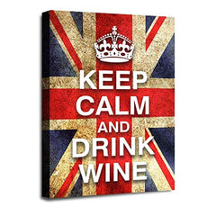 LR Keep Calm Wall Art Picture – Red, Blue & White Typography Framed Canvas Print | Ready to Hang | Modern Wall Art for Living Room, Bedroom & Office