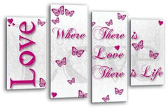 LR Love Quote Wall Art Picture Pink White Family Framed Split Panel Print Ready to Hang