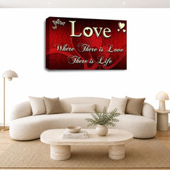 LR Love Quote Wall Art Picture – Red & Cream Framed Canvas Print | Ready to Hang | Modern Wall Art for Living Room, Bedroom & Office