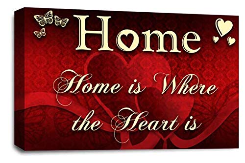 LR Home Love Quote Wall Art Canvas Red Cream Framed Family Picture Print Ready to Hang