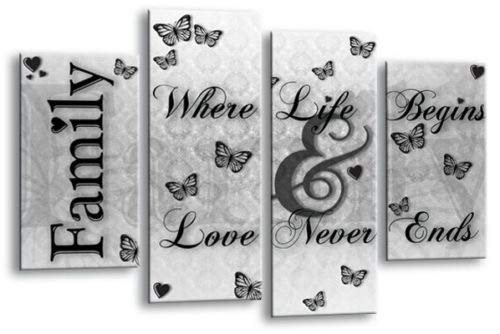 LR Family Love Quote Wall Art Picture Black White Framed Split Panel Print Ready to Hang