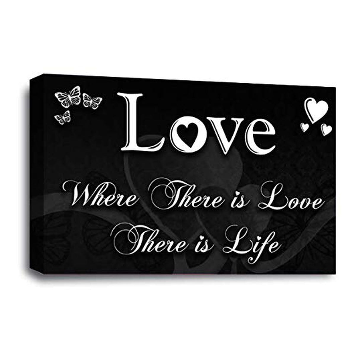 LR Love Wall Art Picture – Black & White Family Quote Framed Canvas Print | Ready to Hang | Modern Wall Art for Living Room, Bedroom & Office