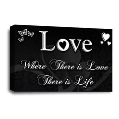 LR Love Wall Art Picture – Black & White Family Quote Framed Canvas Print | Ready to Hang | Modern Wall Art for Living Room, Bedroom & Office
