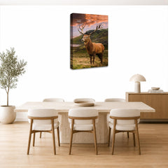 LR Large Highland Stag Wall Art Picture Framed Canvas Print | Ready to Hang | Modern Wall Art for Living Room, Bedroom & Office