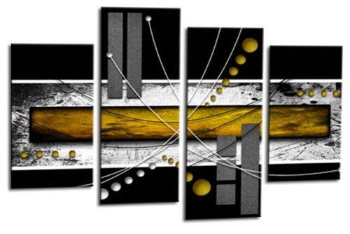 LR Black White Abstract Canvas Art Picture Yellow Squares Checks Love Home Split Wall Panel Print
