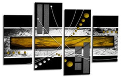 LR Black White Abstract Canvas Art Picture Yellow Squares Checks Love Home Split Wall Panel Print