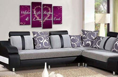 LR Love Quote Wall Art Picture Purple Grey Heart Life Home Framed Split Panel Print Ready to Hang