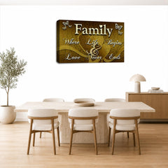 LR Family Love Quote Wall Art Picture – Cream & Brown Framed Canvas Print | Ready to Hang | Modern Wall Art for Living Room, Bedroom & Office