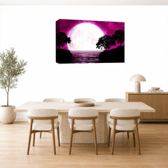 LR Abstract Landscape Wall Art Picture – Purple, Black & White Seascape Framed Canvas Print | Ready to Hang | Modern Wall Art for Living Room, Bedroom & Office