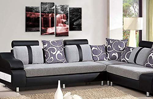 LR Red Waterfall Canvas Art Picture Forrest Landscape Black White Love Home Split Wall Panel Print