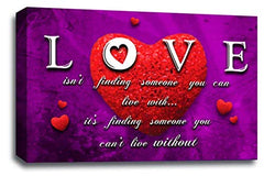 LR Love Wall Art Print Purple Red Heart Framed Canvas Quote Picture Ready to Hang