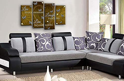 LR Live Laugh Wall Art Picture Cream Brown Love Heart Home Framed Split Panel Print Ready to Hang
