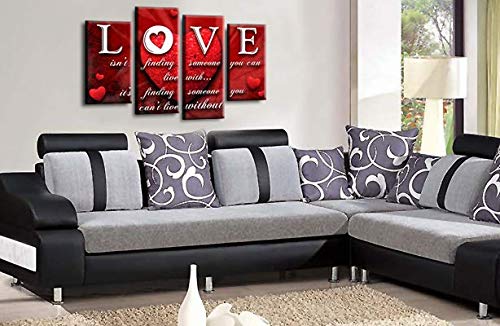 LR Love Quote Wall Art Picture Red Heart Framed Split Panel Canvas Print Ready to Hang