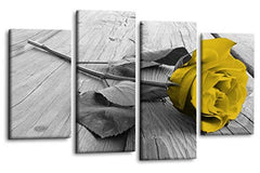 LR Floral Mustard Rose Wall Art Picture White Grey Flower Love Framed Split Canvas Panel Print