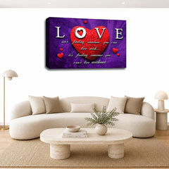 LR Love Quote Wall Art Picture – Purple & Red Framed Canvas Print | Ready to Hang | Modern Wall Art for Living Room, Bedroom & Office