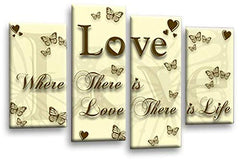 LR Love Quote Wall Art Picture Cream Brown Family Framed Split Panel Print Ready to Hang