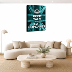 LR Keep Calm Wall Art Picture – Teal & White Typography Framed Canvas Print | Ready to Hang | Modern Wall Art for Living Room, Bedroom & Office